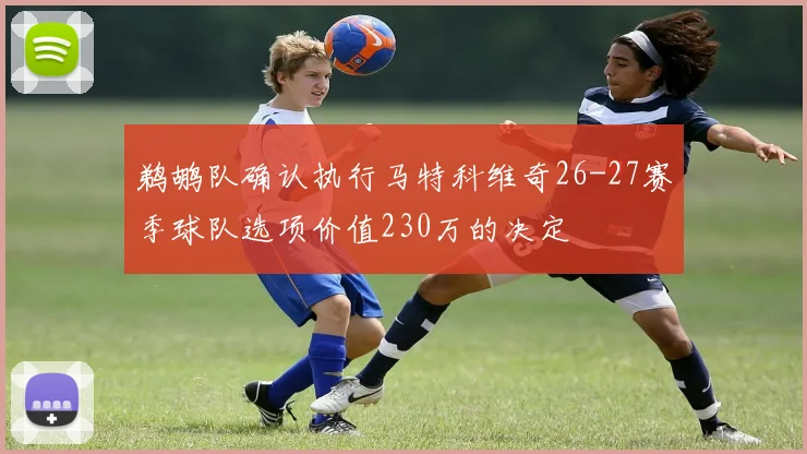 鹈鹕队确认执行马特科维奇26-27赛季球队选项价值230万的决定
